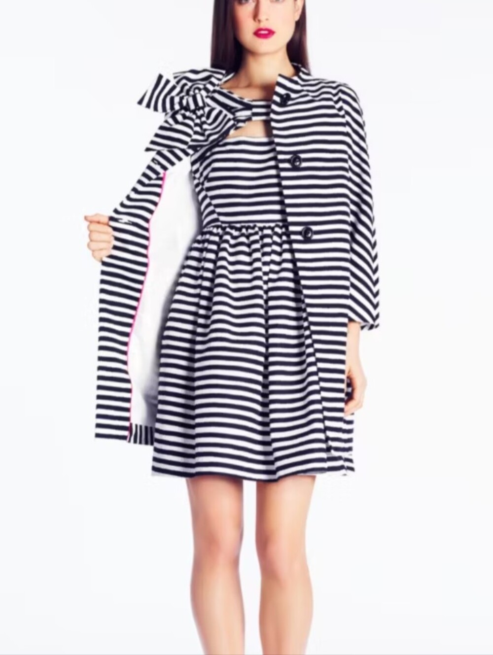 Kate Spade Dorothy Jacket Black White Stripes Size Small